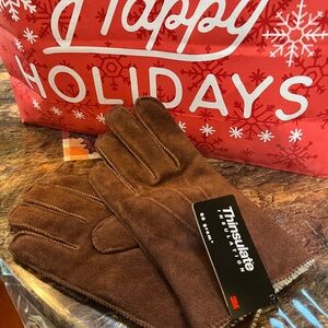 3M Thinsulate Leather Suede Brown Gloves sz M